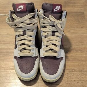 Nike Men’s High-Top Sneakers - Maroon and Cream